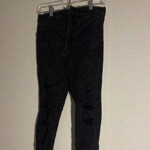 Abercrombie Size 28 Black Distressed Ankle Skinny Jean
